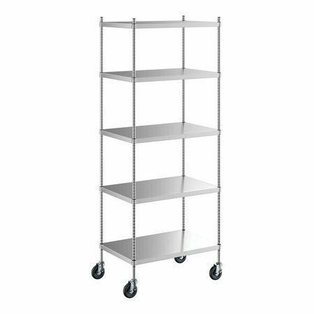 REGENCY SPACE SOLUTIONS Regency 24'' x 36'' x 92'' NSF Solid Stainless Steel Mobile Shelving Starter Kit with 5 Shelves 460S2436KM85